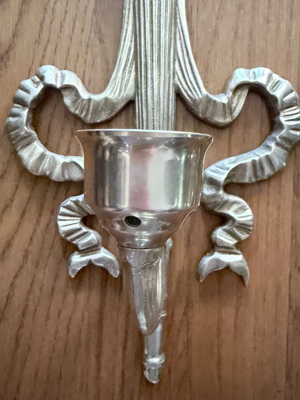 Gold brass Ribbon Torch Wall Sconces - Pair candle holders vintage